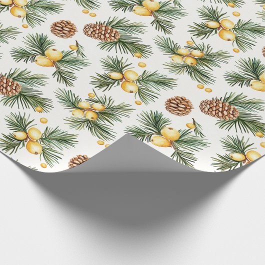 Sweet Gold Honey Yellow Pine Cones Christmas Cadeaupapier (Hoek)