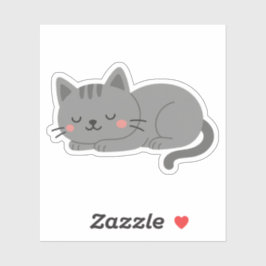 Sweet Gray Kitty Snooze Sticker