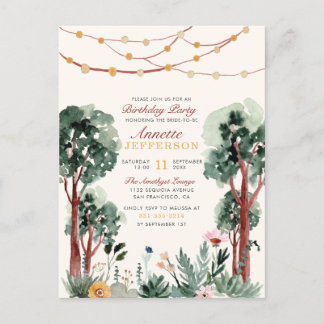 Sweet Green Botanical Trees Uniek Verjaardagsfeest Uitnodiging Briefkaart