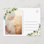 Sweet Green Photo Baptism Invitation Carte postale (Dos)