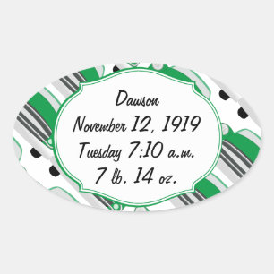 Sweet Green Retro Car Baby shower Gifts Ovale Sticker