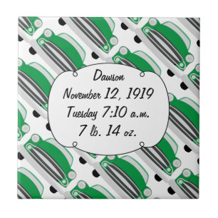 Sweet Green Retro Car Baby shower Gifts Tegeltje