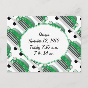 Sweet Green Retro Car Baby shower Gifts Uitnodiging Briefkaart
