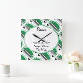 Sweet Green Retro Car Baby shower Gifts Vierkante Klok (Huis)