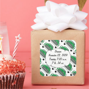 Sweet Green Retro Car Baby shower Gifts Vierkante Sticker