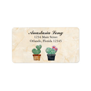 Sweet, Green Waterverf Cactus Return Label