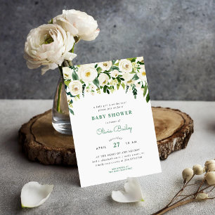 Sweet Greenery Floral Baby shower Invitation Kaart