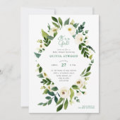 Sweet Greenery Floral Frame Baby shower Invitation (Devant)