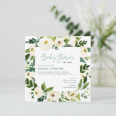 Sweet Greenery Floral Frame Baby shower Invitation (Debout devant)