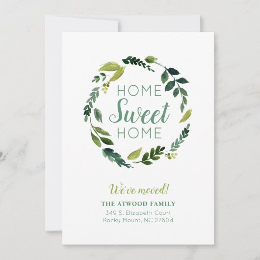 Sweet Greenery Nouvelle adresse Moving Faire-part (Devant)