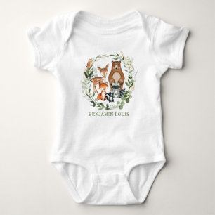 Sweet Greenery Woodland Forest Animals Monogram Romper