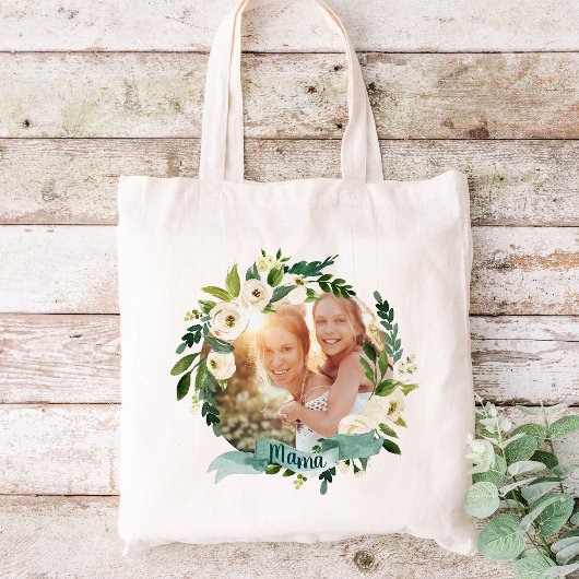 Sweet Greenery Wreath Mama Foto Tote Bag