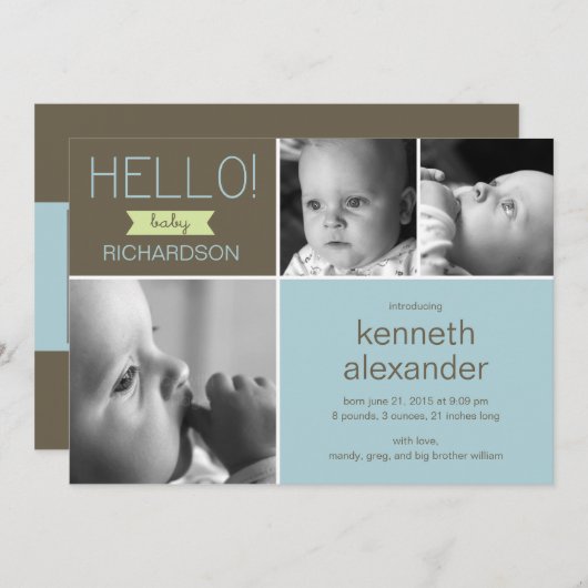 Sweet Greeting Baby Foto geboorteaankondiging Aankondiging (Voorkant / Achterkant)