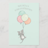 Sweet Grey Cat met Balloons Birthday Party