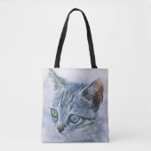 Sweet Grey Kitten Art Canvas tas (Voorkant)