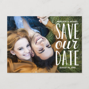 Sweet Hand Lettered Typografie Foto Save the Date Aankondigingskaart