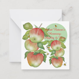 Sweet Harmony: Waterverf appels en een bij Notitiekaartje