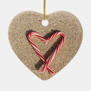 Sweet Heart Candy Cane Beach-kerstversiering Keramisch Ornament