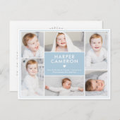 Sweet Heart Editable Color Birth Announding Briefkaart (Voorkant / Achterkant)