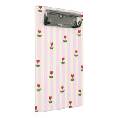 Sweet Heart Flower Pattern – Soft Pink Striped Mini Klembord (Schuin)
