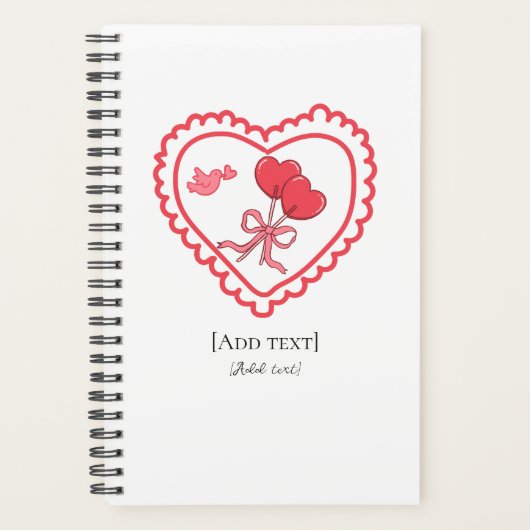 Sweet Heart Lollipop & Bird Personalized Notebook (Devant)
