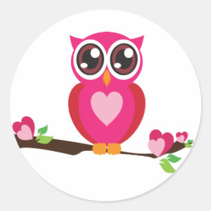 Sweet Heart Owl Ronde Sticker