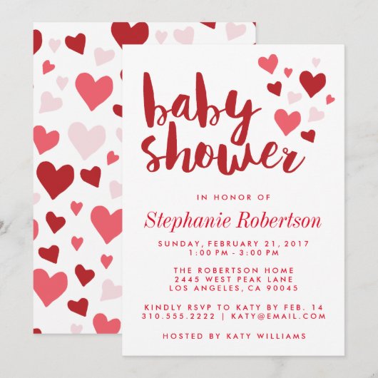 Sweet Hearts Baby shower élégant Invitation (Devant / Derrière)
