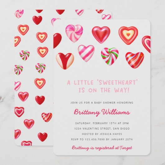 Sweet Hearts-Baby shower Kaart (Voorkant / Achterkant)