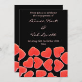 Sweet Hearts Black 'fiançailles' invitation (Devant / Derrière)