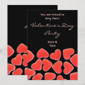 Sweet Hearts Black 'Valentine's party' invitation (Devant / Derrière)