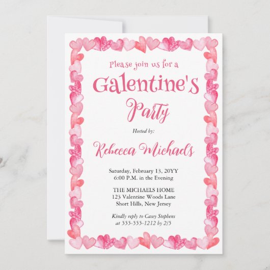Sweet Hearts Frame Galentine's Day Party Kaart (Voorkant)