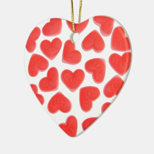 Sweet Hearts 'Naam & Datum' hart rood terug Keramisch Ornament (Links)