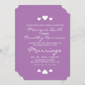 Sweet Hearts Soft Paarse bruiloft Kaart (Voorkant / Achterkant)