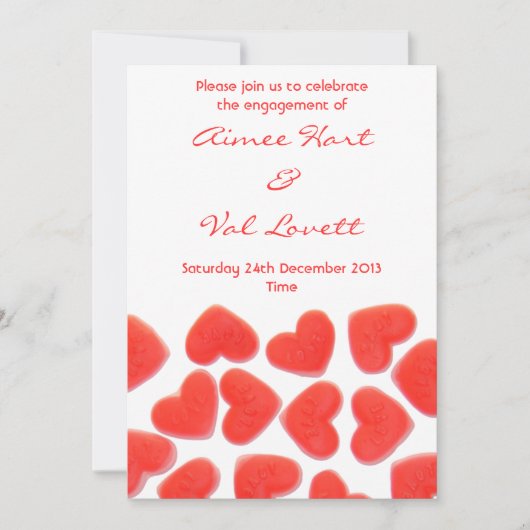 Sweet Hearts-uitnodiging voor 'verlovingsfeest' Kaart (Voorkant)
