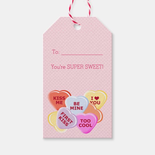 Sweet Hearts Valentijns Snoep Cadeaulabel (Voorkant)