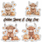 Sweet Herfst Highland Koe Grote sticker vel (Voorkant)