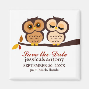 Sweet Herfst Owls Wedding Magneet