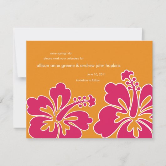 Sweet Hibiscus Save the Date Invitation Card (Voorkant)