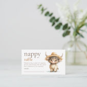 Sweet Highland Koe Nappy Raffle Baby shower Informatiekaartje (Staand voorkant)