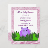 Sweet Hippo Baby shower Invitation Kaart (Voorkant / Achterkant)