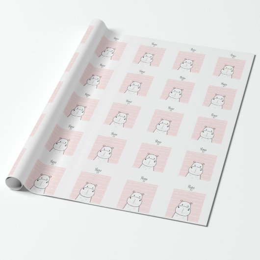 Sweet Hippo Cadeaupapier (Uitgerold)