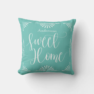 Sweet Home Art Deco Turquoise Aqua Kussen