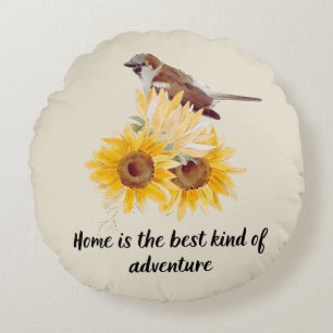 Sweet Home Quote met Zonnebloemen Ronde Kussen