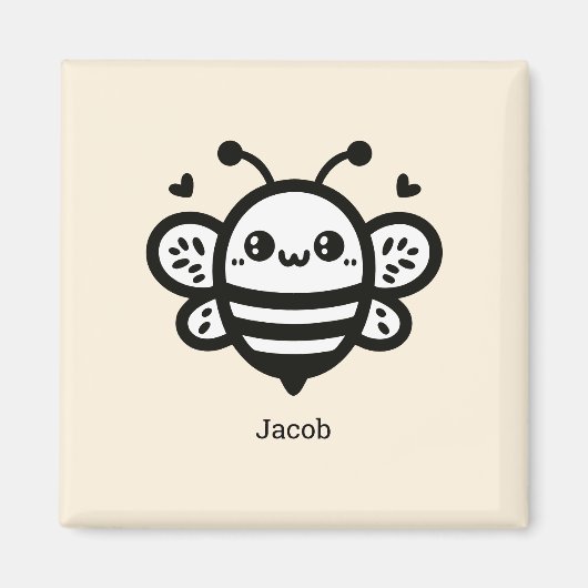 Sweet Honey Bee - Kawaii Nursery Line Art Magneet (Voorkant)