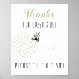 Sweet Honey Bee Party Decor Favor Sign Poster