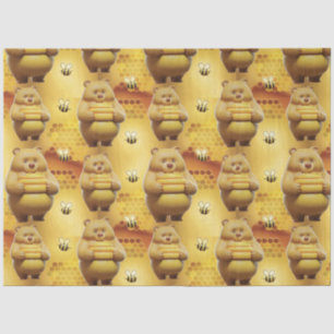 Sweet Honey Beren en Bijen 3D Naadloos Patroon Tissuepapier