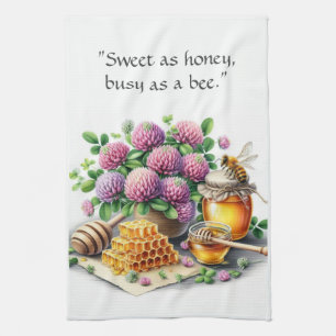 Sweet Honey Busy Bee Rode Klaver Keuken Handdoeken