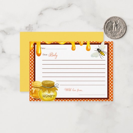 Sweet Honeybee Baby shower Chères Cartes pour bébé (Devant/Arrière en situation)
