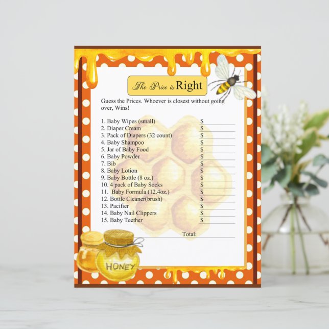 Sweet Honeybee Baby shower De prijs is het juiste  (Staand voorkant)