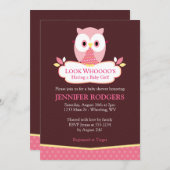 Sweet Hoot Owl Baby Shower Invitations - Roze Kaart (Voorkant / Achterkant)